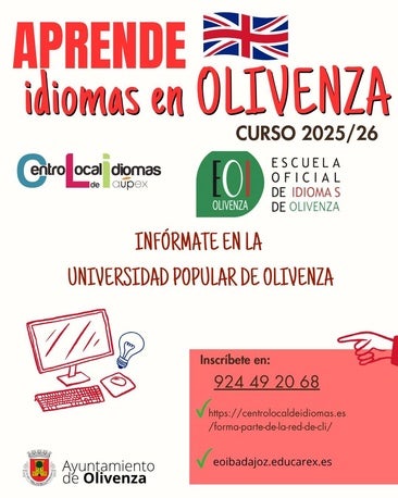 La enseñanza de inglés se refuerza en Olivenza con nuevas opciones formativas para el curso 2025-2026