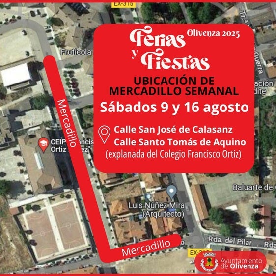 El mercadillo de Olivenza se traslada temporalmente por las Ferias y Fiestas 2025