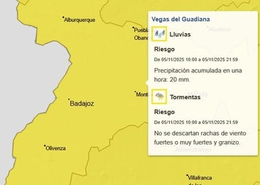 La ciudad estará en alerta amarilla por lluvias y tormentas con granizo que podrían tener rachas fuertes de viento