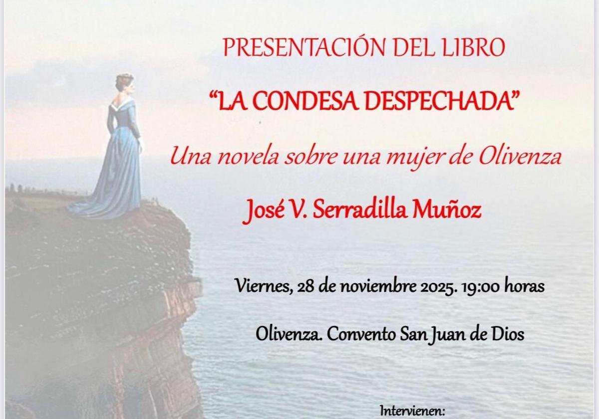 La novela 'La Condesa Despechada', inspirada en una mujer oliventina, se presentará en el Convento