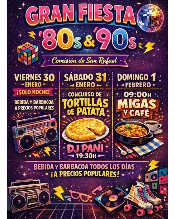 San Rafael se llena de nostalgia con una fiesta dedicada a los años 80 y 90