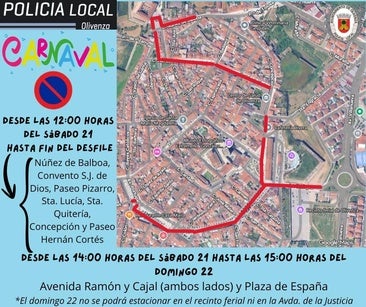 La Policía Local establece restricciones de tráfico y estacionamiento por el Carnaval