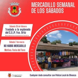 El mercadillo semanal sufre cambios debido a la Feria del Toro
