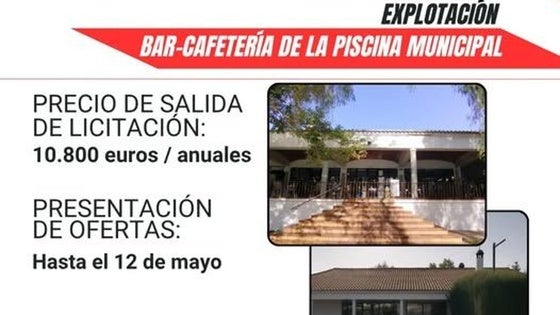 Sale a licitación el bar de la Piscina Municipal por 10.800 euros anuales
