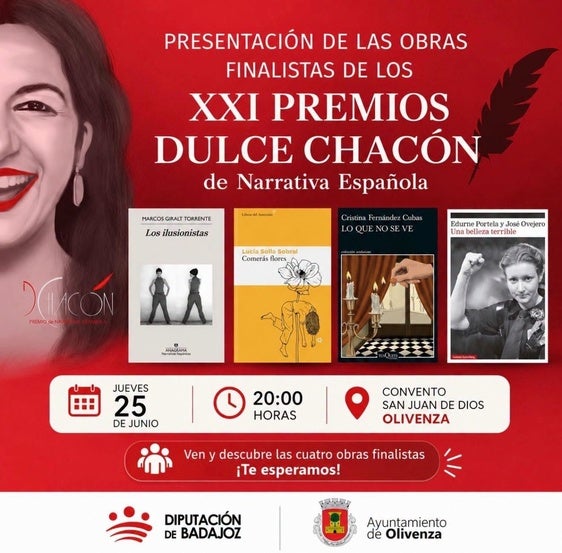 Olivenza presenta las obras finalistas de los XXI Premios Dulce Chacón de Narrativa Española