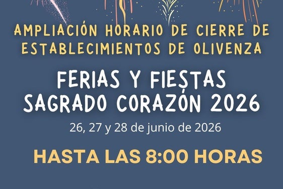 Los establecimientos públicos podrán cerrar a las 8.00h en las Ferias y Fiestas del Sagrado Corazón de Jesús