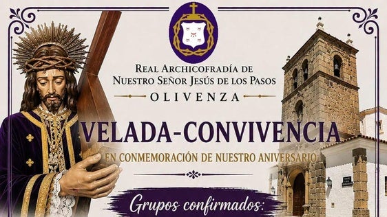 La Cofradía Nuestro Señor de los Pasos realizará la III Velada-Convivencia por el 447.º aniversario