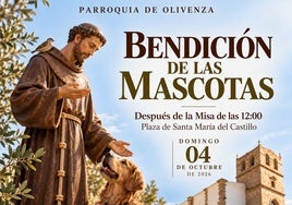 Olivenza bendecirá a las mascotas en la celebración por San Francisco de Asís