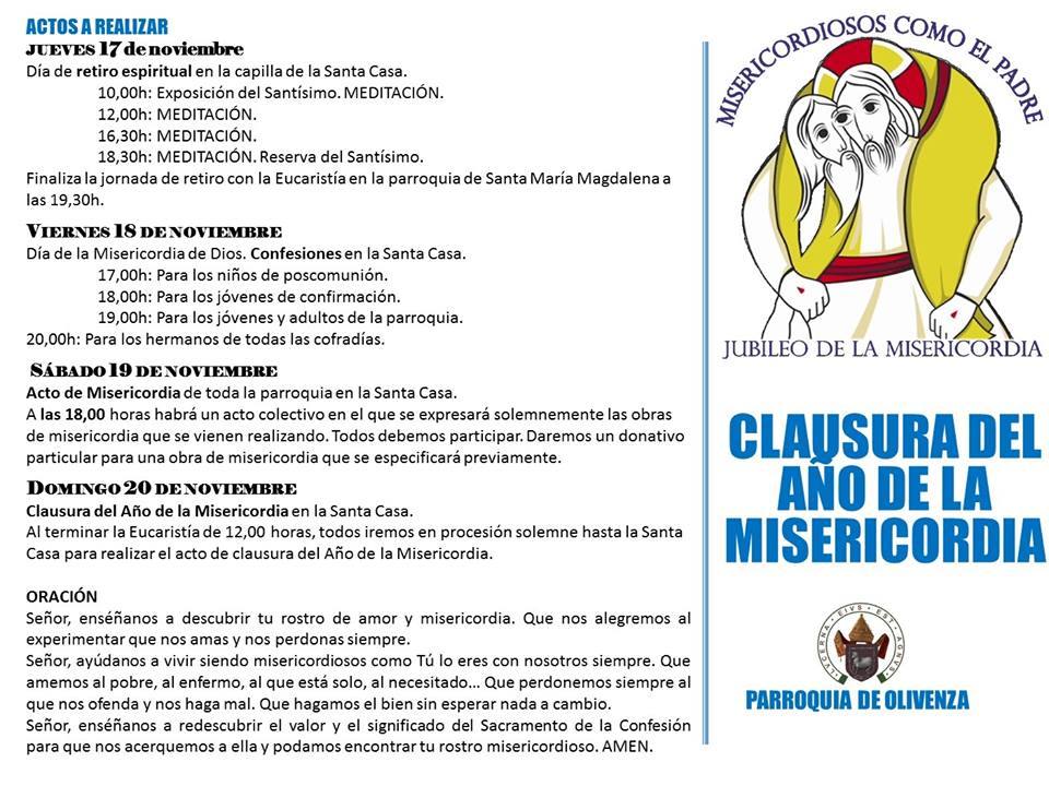 La Comunidad Parroquial despide el Año de la Misericordia con un amplio programa de actos