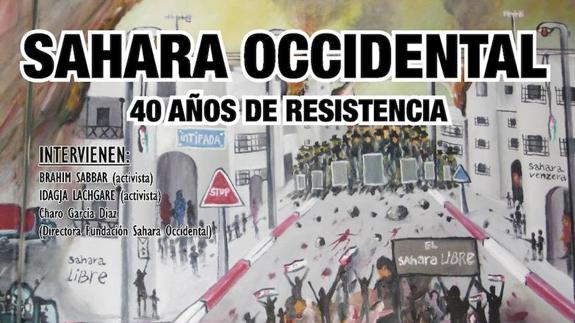 Cartel de la actividad organizada por la Fundación Sahara Occidental e IU-Olivenza. 