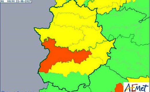 Mapa de la Agencia Estatal de Metereología (AEMET), de la alerta naranja de la semana pasada. 