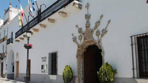 Fachada del Ayuntamiento de Olivenza. 