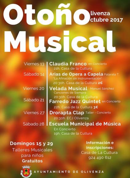 Cartel del Otoño Musical de Olivenza 2017. 