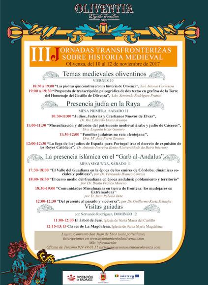 Cartel de la programación de las jornadas sobre historia medieval. 
