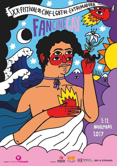 Cartel de la XX Festival FanCineGay Extremadura 2017. 
