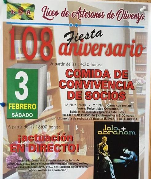Cartel de la comida de convivencia. 