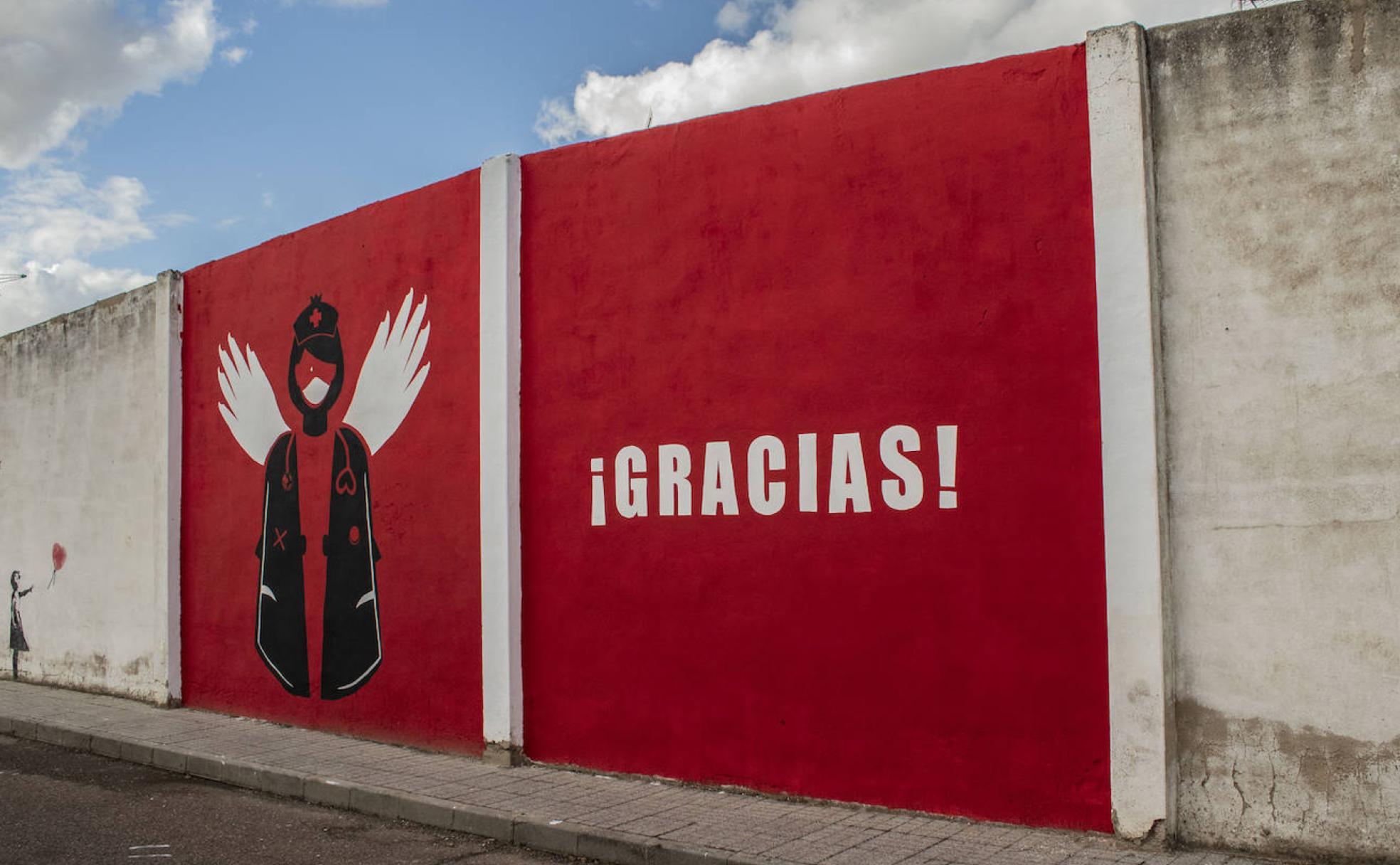 Puebla de la Calzada amaneció con esta obra en sus paredes el pasado 7 de noviembre