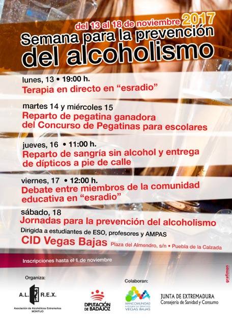 ALREX Montijo pone en marcha el 13 de noviembre la semana para la prevención del alcoholismo