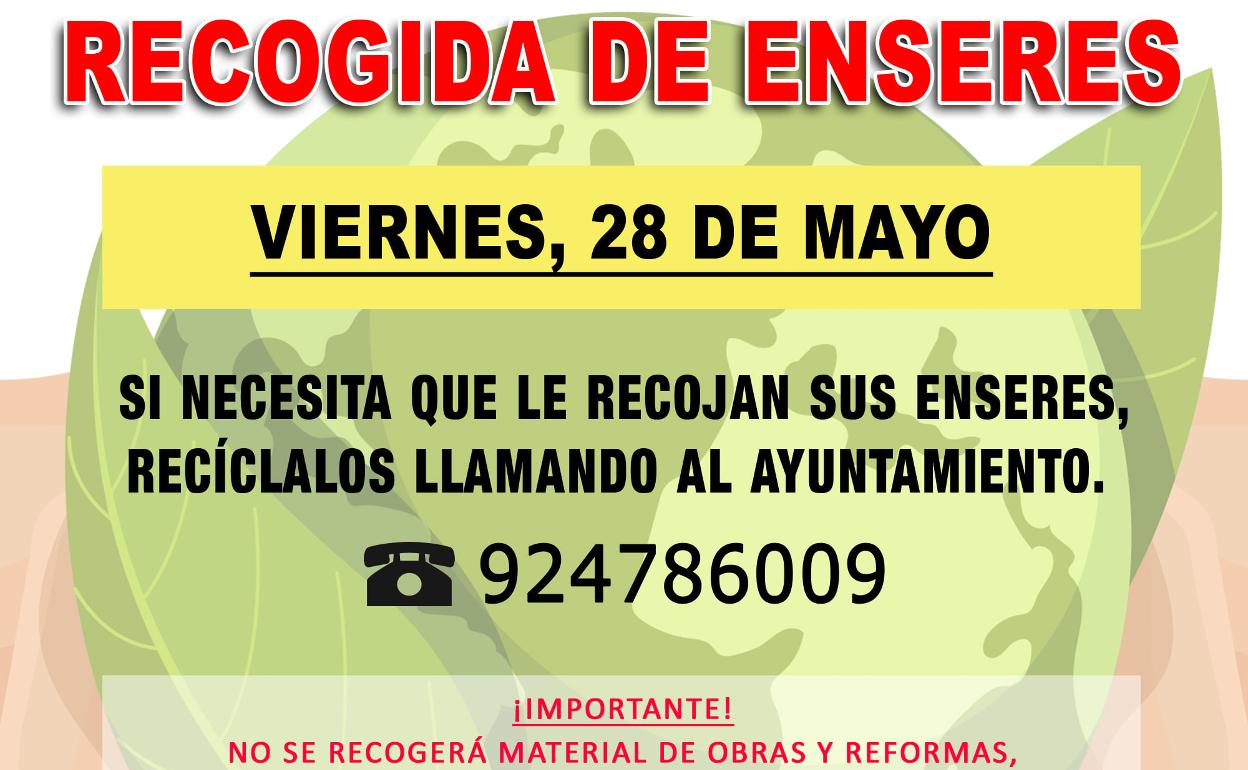 Nueva fecha para la recogida de enseres en la localidad