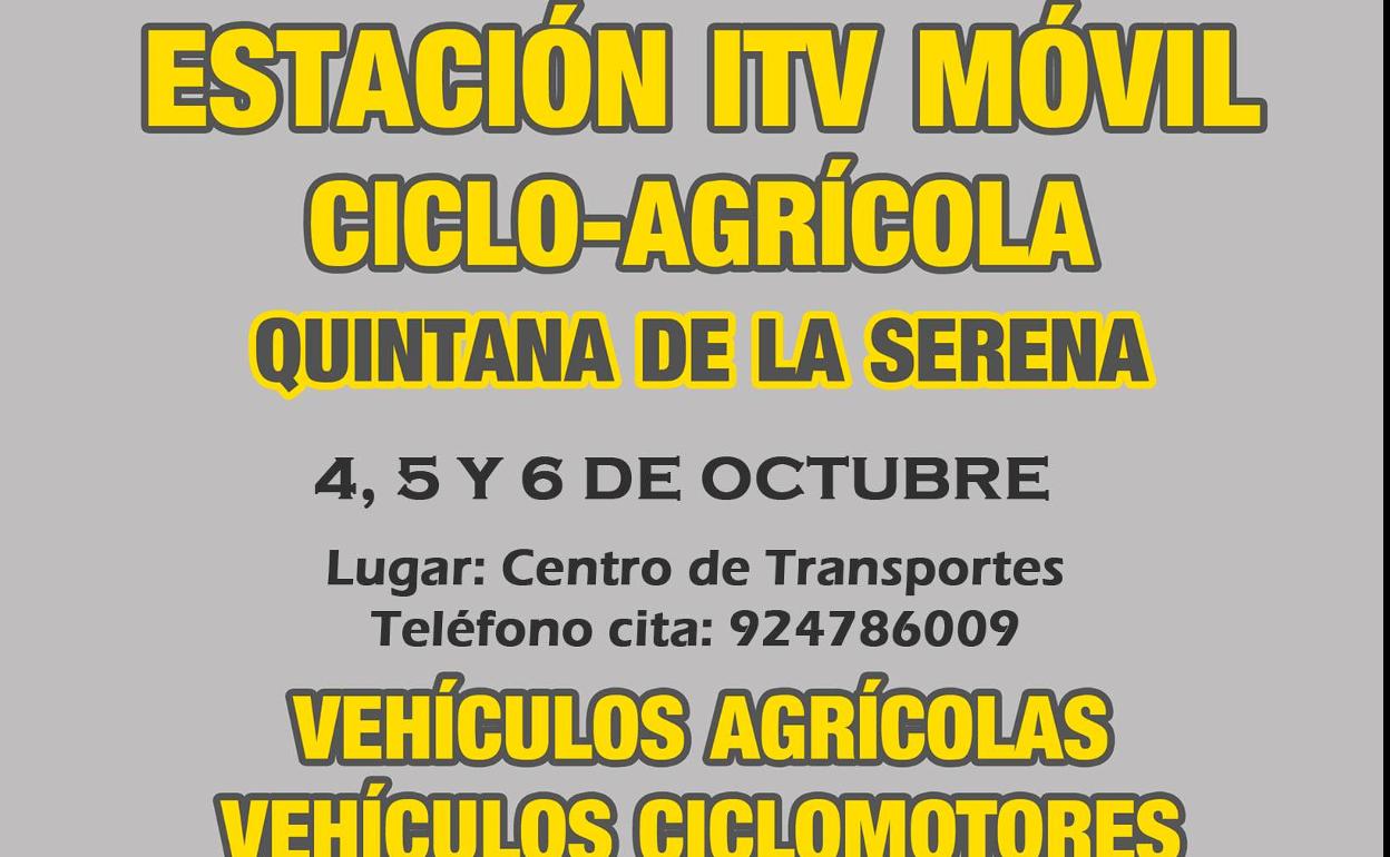 Una estación ITV móvil ciclo-agrícola estará en Quintana los días 4, 5 y 6 de octubre 