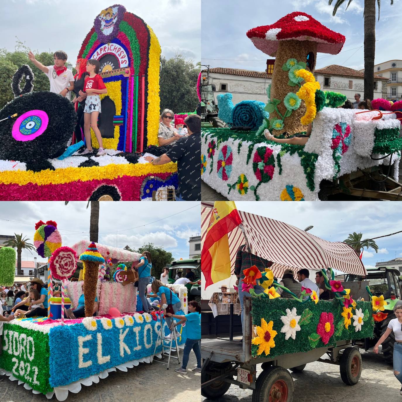 Las carrozas por orden de premios y el carro que ganó el accésit 