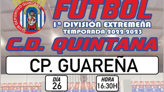 Horario confirmado para el encuentro del CD Quintana ante el CP Guareña