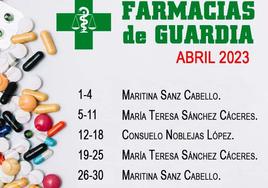 Publicado el horario de las farmacias para el mes de abril