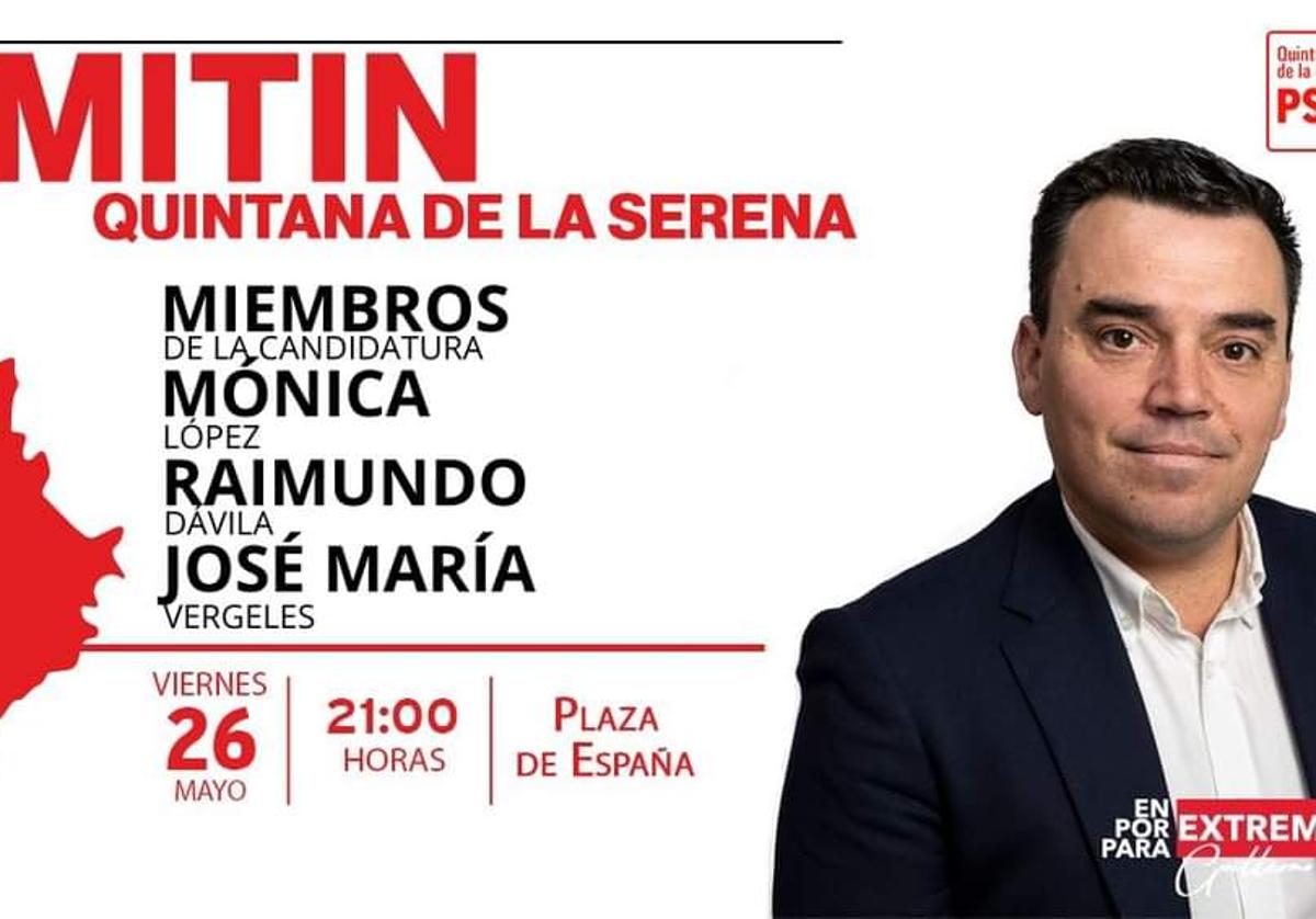 El PSOE de Quintana celebra en la noche del viernes el último mitin de cara a las elecciones del 28M