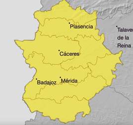 Alerta amarilla por tormentas y lluvia en toda Extremadura