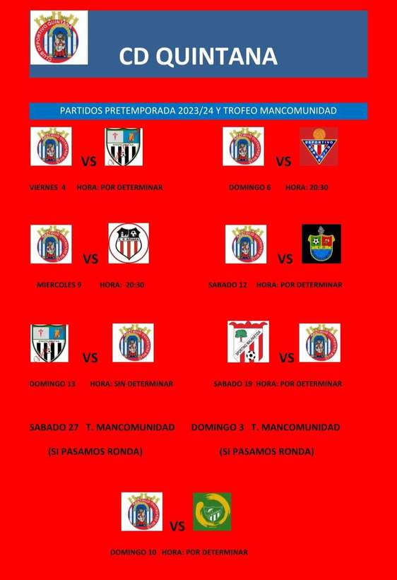El CD Quintana anuncia su calendario de pretemporada