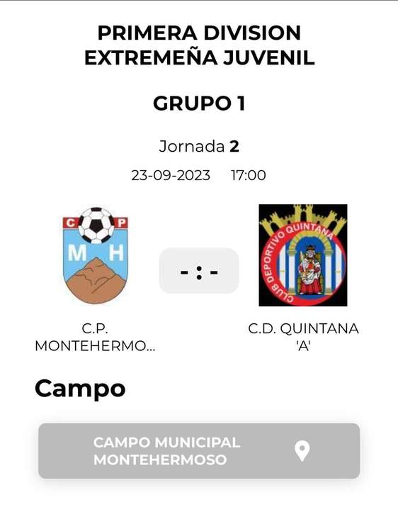 El CD Quintana juvenil se desplaza a Montehermoso para alargar su buen momento