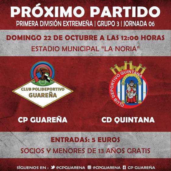 El CD Quintana visita al Guareña en la sexta jornada de campeonato