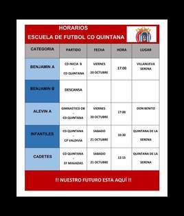 La cantera de CD Quintana jugarán este fin de semana 4 partidos