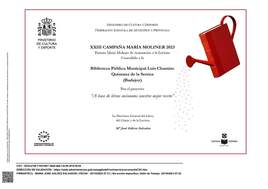 La Biblioteca Municipal galardonada por laV XXIII Campaña de Animación a la Lectura María Moliner 2023