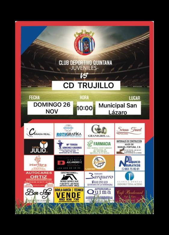 El CD Quintana juvenil se desplaza a Trujillo para asaltar el liderato