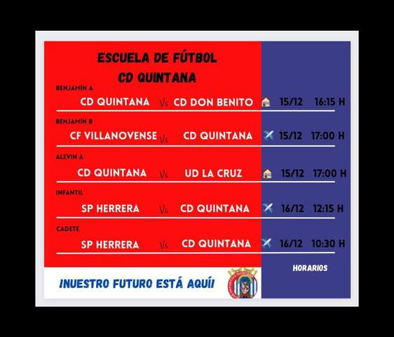 La cantera de CD Quintana jugará este fin de semana cinco partidos