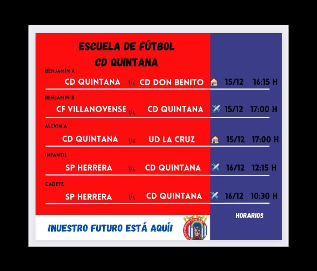 La cantera de CD Quintana jugará este fin de semana cinco partidos