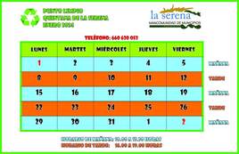 Horario del punto limpio para el mes de enero