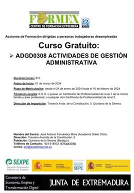 Curso de de Actividades de gestión administrativa en Quintana
