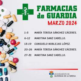 Publicado el horario de las farmacias para el mes de marzo