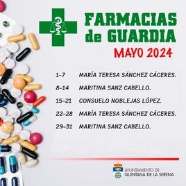 Publicado el horario de las farmacias para el mes de mayo