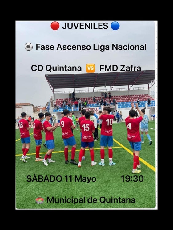 El CD Quintana Juvenil recibe a la EMD Zafra en la ida de la promoción de ascenso