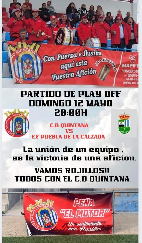 Horario confirmado para el CD Quintana - CD Guadiana