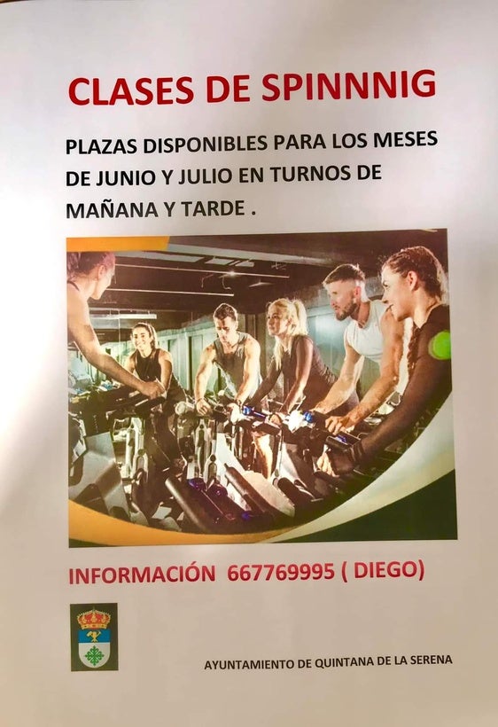 Plazas disponibles para clases de Spinning en la EMD Quintana