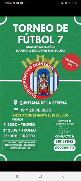 Campeonato de Futbol 7 en Quintana el 19 y 20 de julio