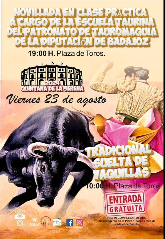 Novillada en clase practica en Quintana a cargo del patronato de Tauromaquia de la Diputación