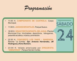 Publicada las programación del día 24 de Agosto por la Feria 2024