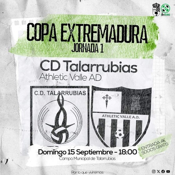 El Athletic Valle inicia la Copa de Extremadura ante el CD Talarrubias