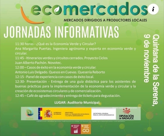 Jornadas informativas 'Ecomercados' el 9 de noviembre en Quintana