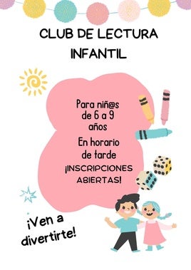 La Biblioteca Municipal anuncia un club de lectura para niños entre 6 y 9 años